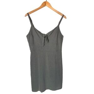 Hollister Cotton Blend Mini Dress V- Neckline Tie Front Green Large Beach Summer